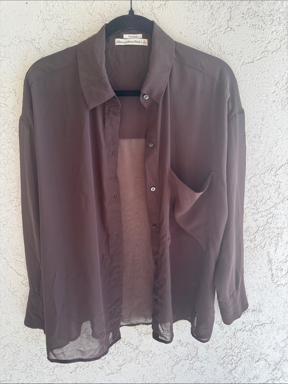 Abercrombie & Fitch women’s Brown sheer Shirt button down size Large